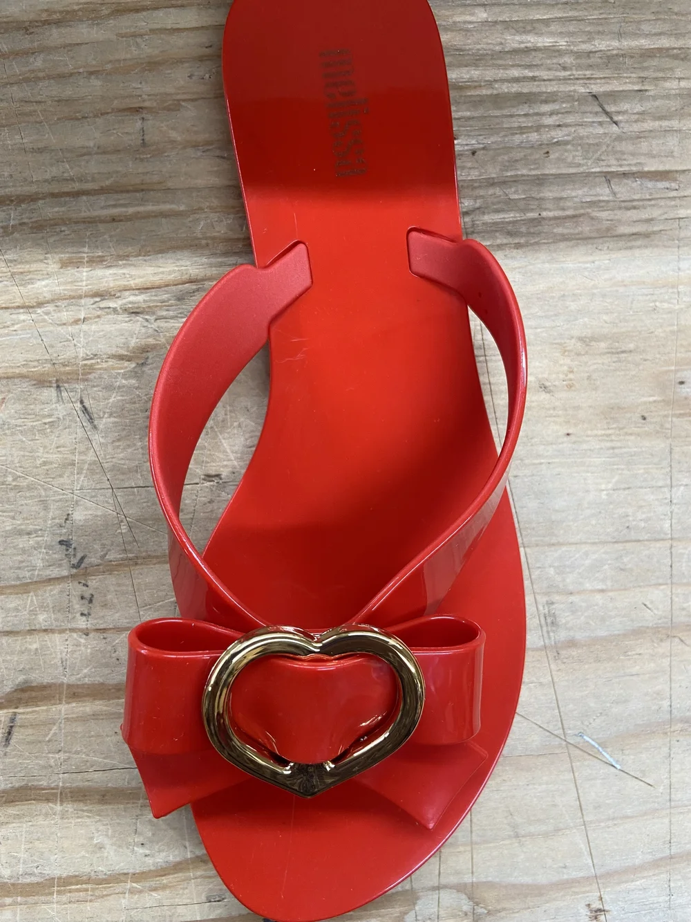 Melissa Size 5 Red Heart Bow Jelly Thong Sandal